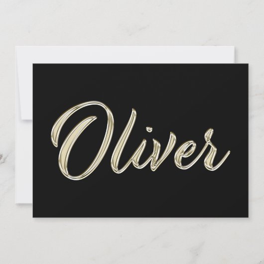 Oliver Name white gold Handwriting Karte (Vorderseite)