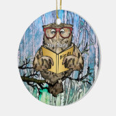 Oliver Owl liest Keramik Ornament (Links)