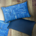 Oliver personalisierte Namensschattierungen in Bla Lendenkissen<br><div class="desc">Typografischer kurzer Namenstext blau, dunkelblau, matt blau und himmelblau, auf einem königlich hellblauen Hintergrund individuelle Name Kissen Design. Die Hintergrundfarbe kann bei Bedarf geändert werden. Spaß personalisierte Grafik Text personalisiert Kissen. Ideal für das Auto oder für Ausflüge. Personalisieren Sie mit Ihrem eigenen kurzen Namen, liest derzeit Oliver. Die Match Decke...</div>