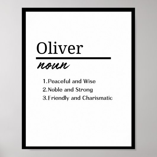 Oliver, Personalisierter Name Definition für Junge Poster (Vorne)