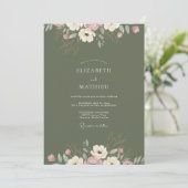 Oliver Ranunculus Eukalyptus Hochzeit Einladung (Stehend Vorderseite)