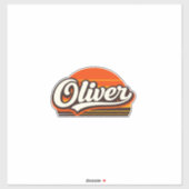 Oliver Retro Sunset Personalized Name Design Aufkleber (Blatt)