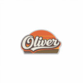 Oliver Retro Sunset Personalized Name Design Aufkleber (Vorderseite)