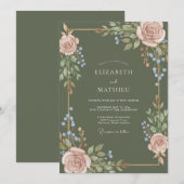 Oliver Rosé Hochzeit Einladung (Vorne/Hinten)