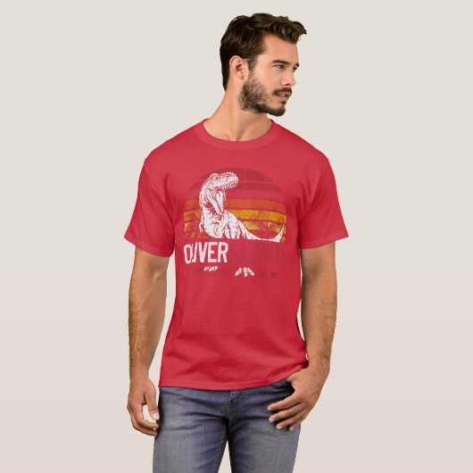 Oliver Saurus Funny Personalized Dinosaur Re Name  T-Shirt (Vorne ganz)