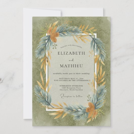 Oliver Schiefer Blatt Hochzeit Einladung (Vorderseite)