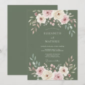 Oliver Soft Blush Ranunculus Eucalyptus Hochzeit Einladung (Vorne/Hinten)