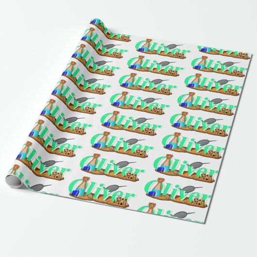 Oliver The Otter am Strand Geschenkpapier (Ungerollt)