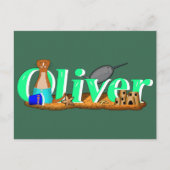 Oliver The Otter am Strand Postkarte (Vorderseite)