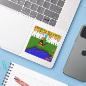 Oliver The Otter at River Wolf Lake in Autumn Aufkleber (Laptop mit iPhone)