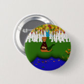Oliver The Otter at River Wolf Lake in Autumn Button (Vorne & Hinten)