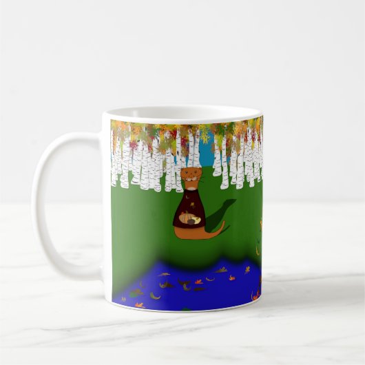 Oliver The Otter at River Wolf Lake in Autumn Kaffeetasse (Links)