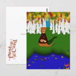 Oliver The Otter at River Wolf Lake in Autumn Postkarte