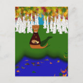 Oliver The Otter at River Wolf Lake in Autumn Postkarte (Vorderseite)