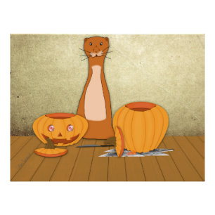 Oliver The Otter Carves a Pumpkin Fotodruck