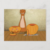 Oliver The Otter Carves a Pumpkin Postkarte (Vorderseite)