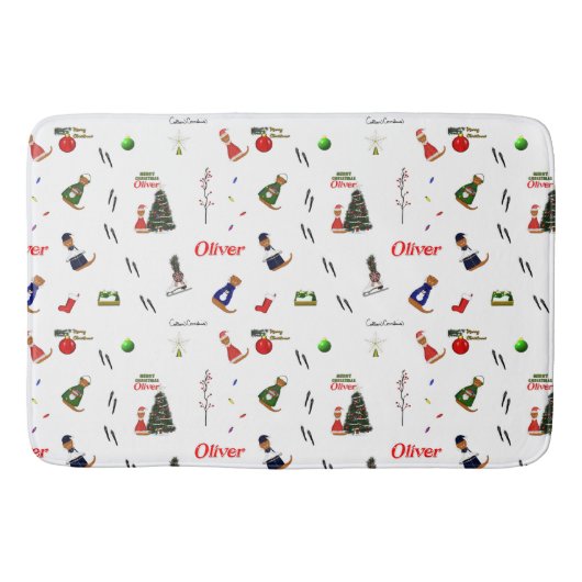 Oliver The Otter Christmas Random Pattern Badematte (Vorderseite)