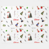 Oliver The Otter Christmas Random Pattern Fleecedecke (Vorderseite (Horizontal))