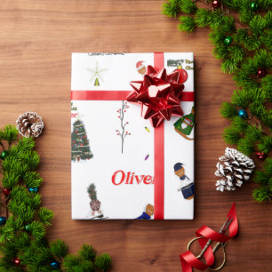 Oliver The Otter Christmas Random Pattern Geschenkpapier