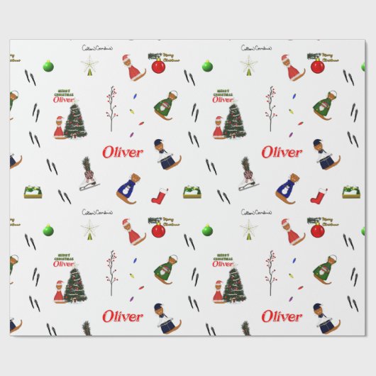 Oliver The Otter Christmas Random Pattern Geschenkpapier (Flach)