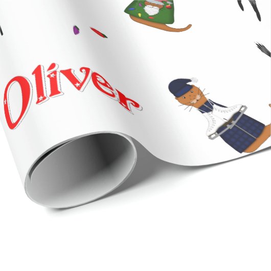Oliver The Otter Christmas Random Pattern Geschenkpapier (Rolleneckpunkt)
