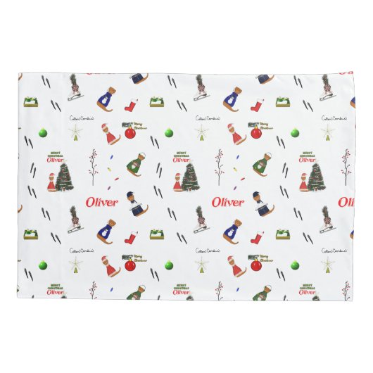 Oliver The Otter Christmas Random Pattern Kissenbezug (Rückseite)
