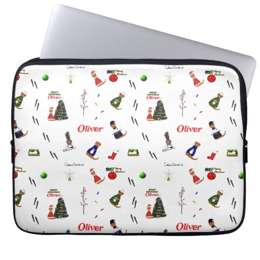 Oliver The Otter Christmas Random Pattern Laptopschutzhülle (Vorderseite)