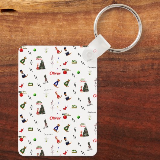Oliver The Otter Christmas Random Pattern Schlüsselanhänger (Rückseite)