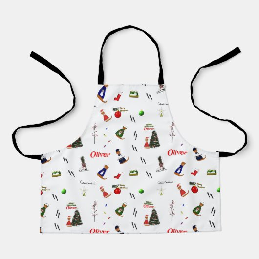 Oliver The Otter Christmas Random Pattern Schürze (Vorderseite)