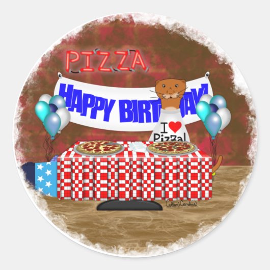 Oliver The Otter is 6 Years Old! Happy Birthday Runder Aufkleber (Vorderseite)