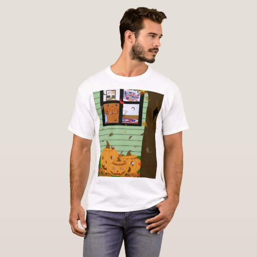 Oliver The Otter mit Blick auf Jack-o-Lanterns T-Shirt (Vorne ganz)