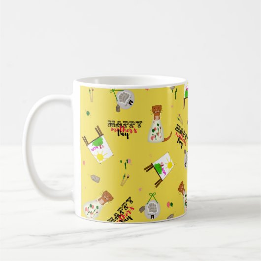 Oliver The Otter Mother Day Pattern auf gelb Kaffeetasse (Links)