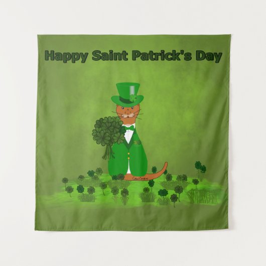 Oliver The Otter Picking Kleeblatts - Saint Patric Wandteppich (Vorderseite)