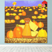 Oliver The Otter Picks a Pumpkin Leinwanddruck (Insitu (Holzboden))