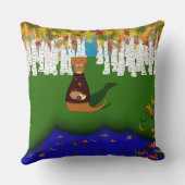 Oliver The Otter River Wolf Herbstpolyester Kissen (Rückseite)