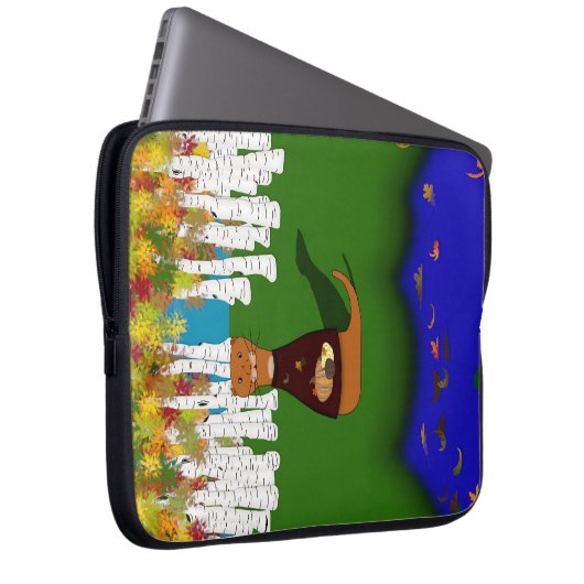 Oliver The Otter River Wolf Herbstpolyester Laptopschutzhülle (Vorne Rechts)