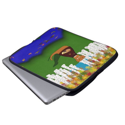 Oliver The Otter River Wolf Herbstpolyester Laptopschutzhülle (Vorne Knopf)