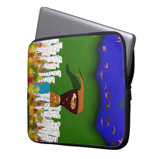 Oliver The Otter River Wolf Herbstpolyester Laptopschutzhülle (Vorderseite Links)