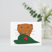 Oliver The Otter studiert a Ladybug Postkarte (Stehend Vorderseite)