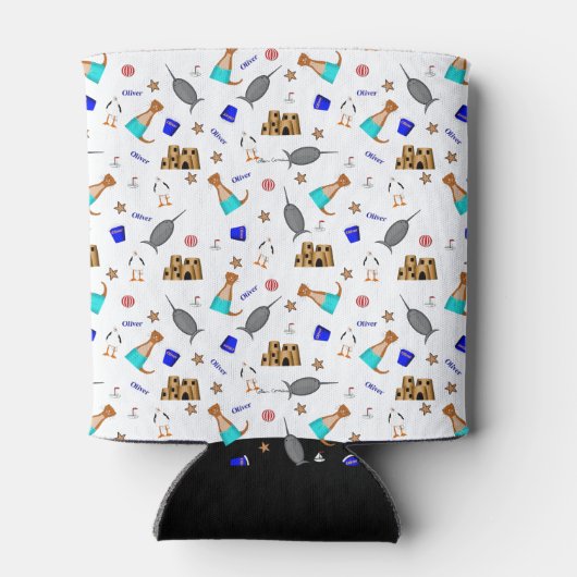 Oliver The Otter Summer Beach Vacation Pattern Dosenkühler (Rückseite)