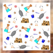 Oliver The Otter Summer Beach Vacation Pattern Fensteraufkleber (Blatt 2)