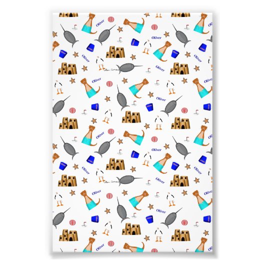 Oliver The Otter Summer Beach Vacation Pattern Fotodruck (Vorne)