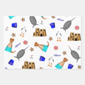 Oliver The Otter Summer Beach Vacation Pattern Geschenkpapier Set (Vorderseite 3)