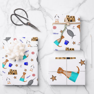 Oliver The Otter Summer Beach Vacation Pattern Geschenkpapier Set