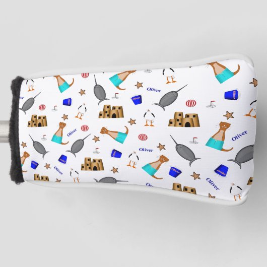 Oliver The Otter Summer Beach Vacation Pattern Golf Headcover (Vorderseite)