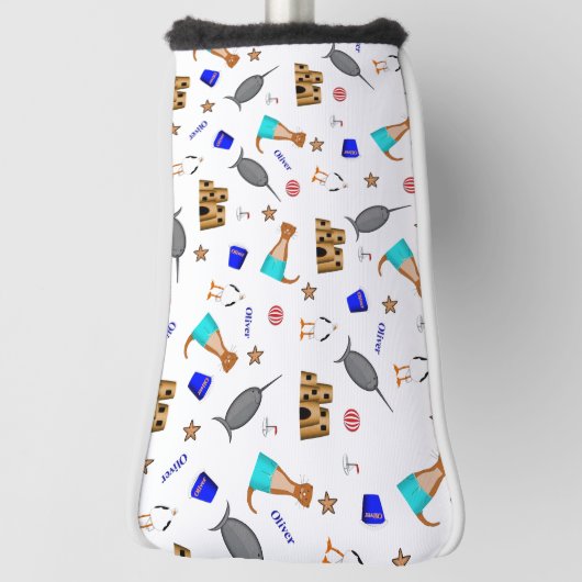 Oliver The Otter Summer Beach Vacation Pattern Golf Headcover (Rotieren 90)