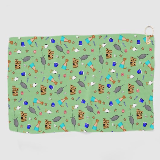 Oliver The Otter Summer Beach Vacation Pattern Golfhandtuch (Horizontal)