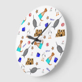 Oliver The Otter Summer Beach Vacation Pattern Große Wanduhr (Winkel)