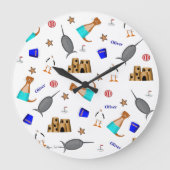 Oliver The Otter Summer Beach Vacation Pattern Große Wanduhr (Vorderseite)