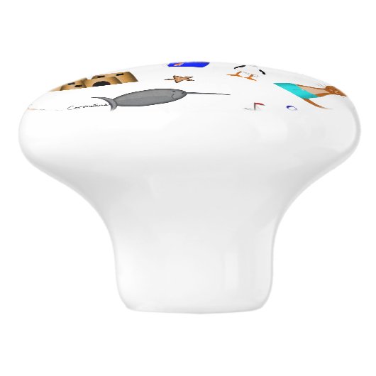 Oliver The Otter Summer Beach Vacation Pattern Keramikknauf (Seitenansicht)